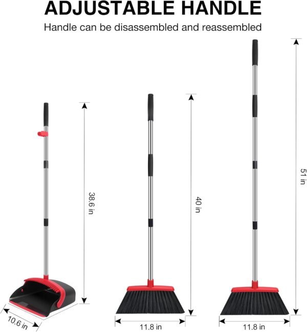 Broom and Dustpan Set, 52-in Adjustable Handle - Image 3